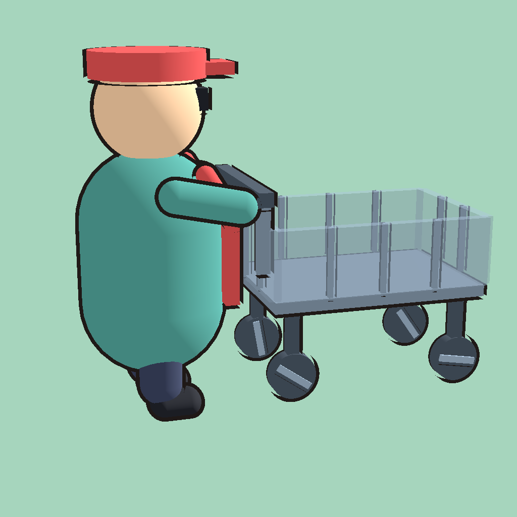 The player pushing a shopping cart